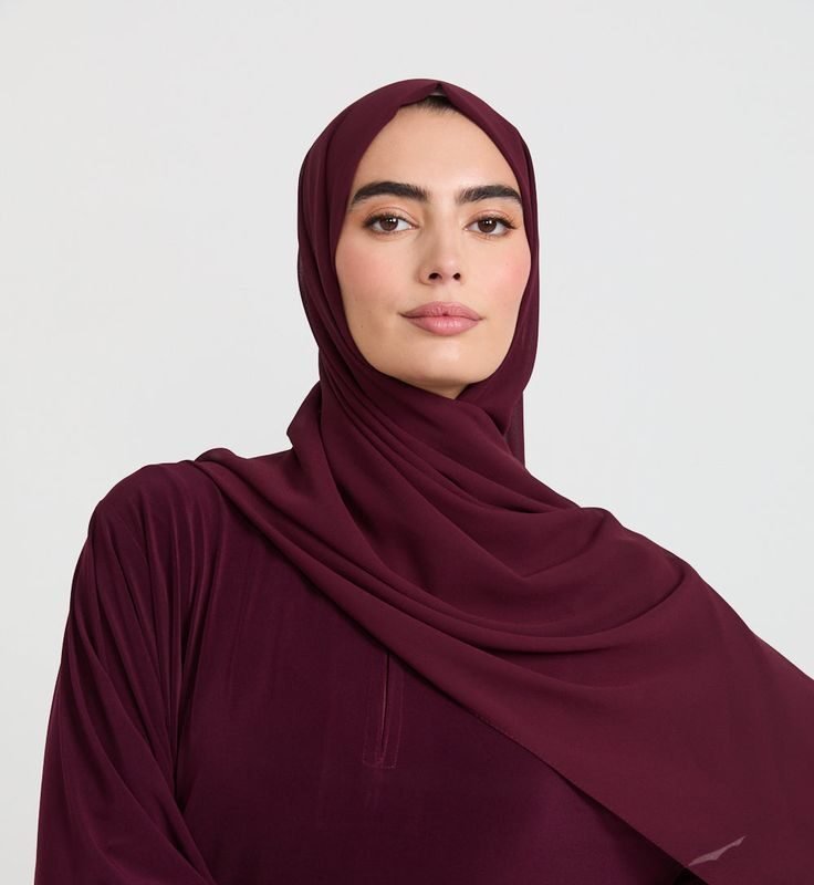 Premium Jersey Closed Abaya with Front Zip - Noir Berry - 60